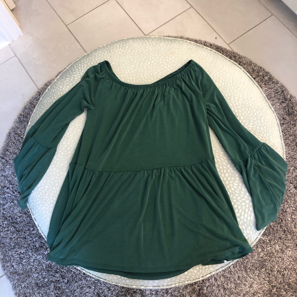 Off the shoulder green blouse